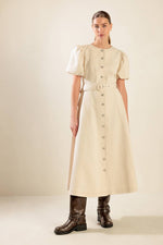 CAPTURED BY THE NIGHT TWILL MIDI DRESS - By Baano