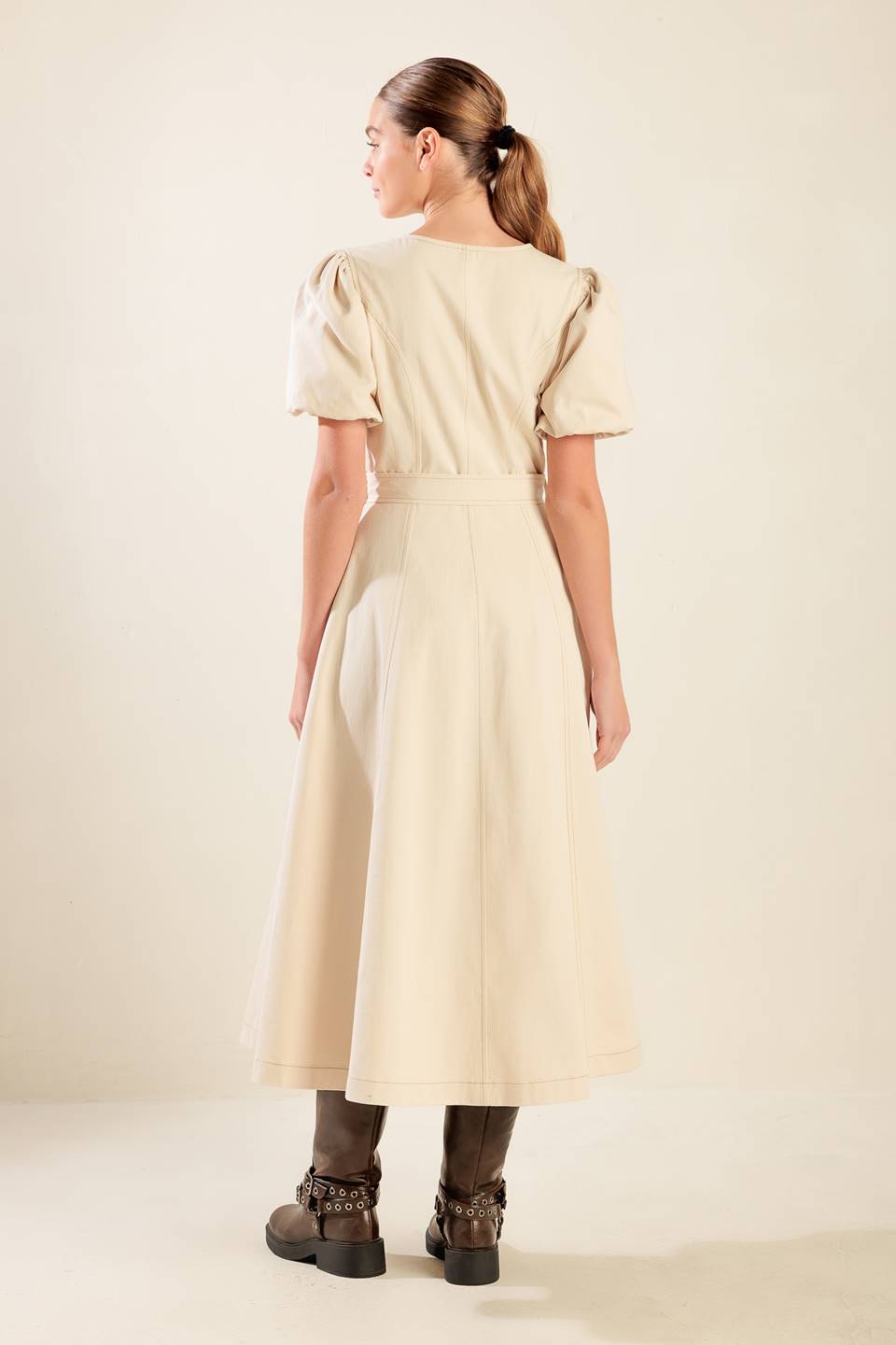 CAPTURED BY THE NIGHT TWILL MIDI DRESS - By Baano