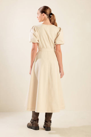 CAPTURED BY THE NIGHT TWILL MIDI DRESS - By Baano