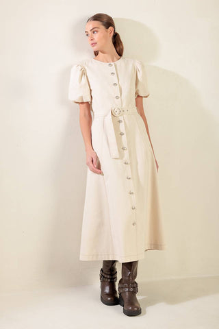 CAPTURED BY THE NIGHT TWILL MIDI DRESS - By Baano