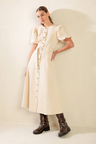 CAPTURED BY THE NIGHT TWILL MIDI DRESS - By Baano