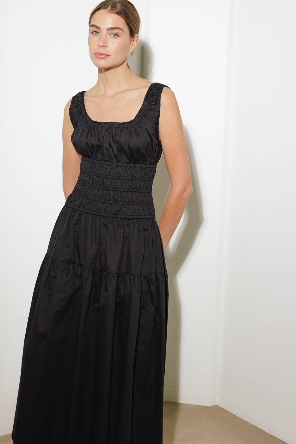 LOVELIEST LOOKS BLACK WOVEN MIDI DRESS - By Baano