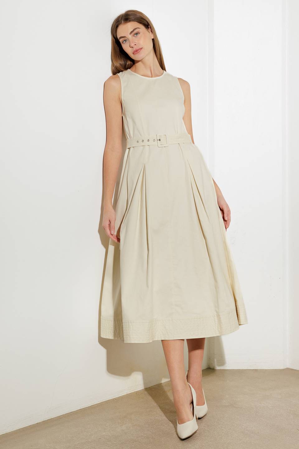 OVER THE WATERS WOVEN MIDI DRESS - By Baano