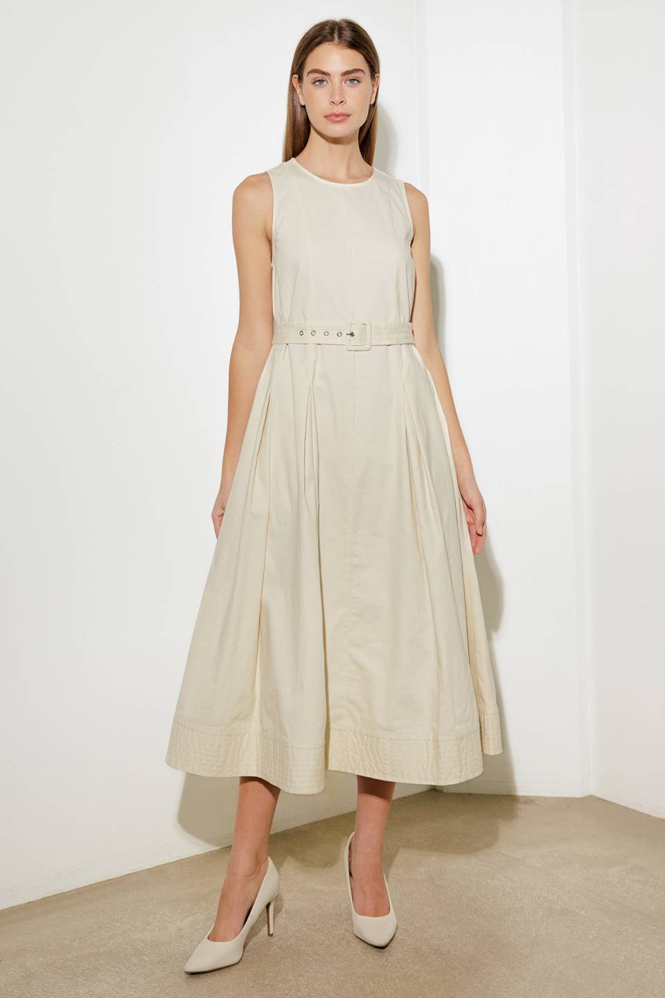 OVER THE WATERS WOVEN MIDI DRESS - By Baano