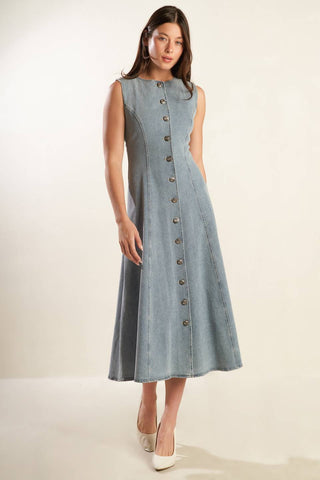 NAUTICAL & NICE DENIM MIDI DRESS - By Baano