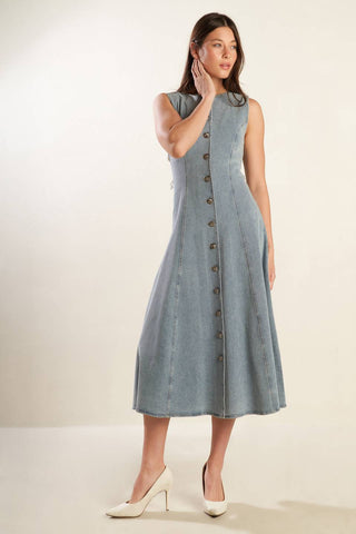NAUTICAL & NICE DENIM MIDI DRESS - By Baano