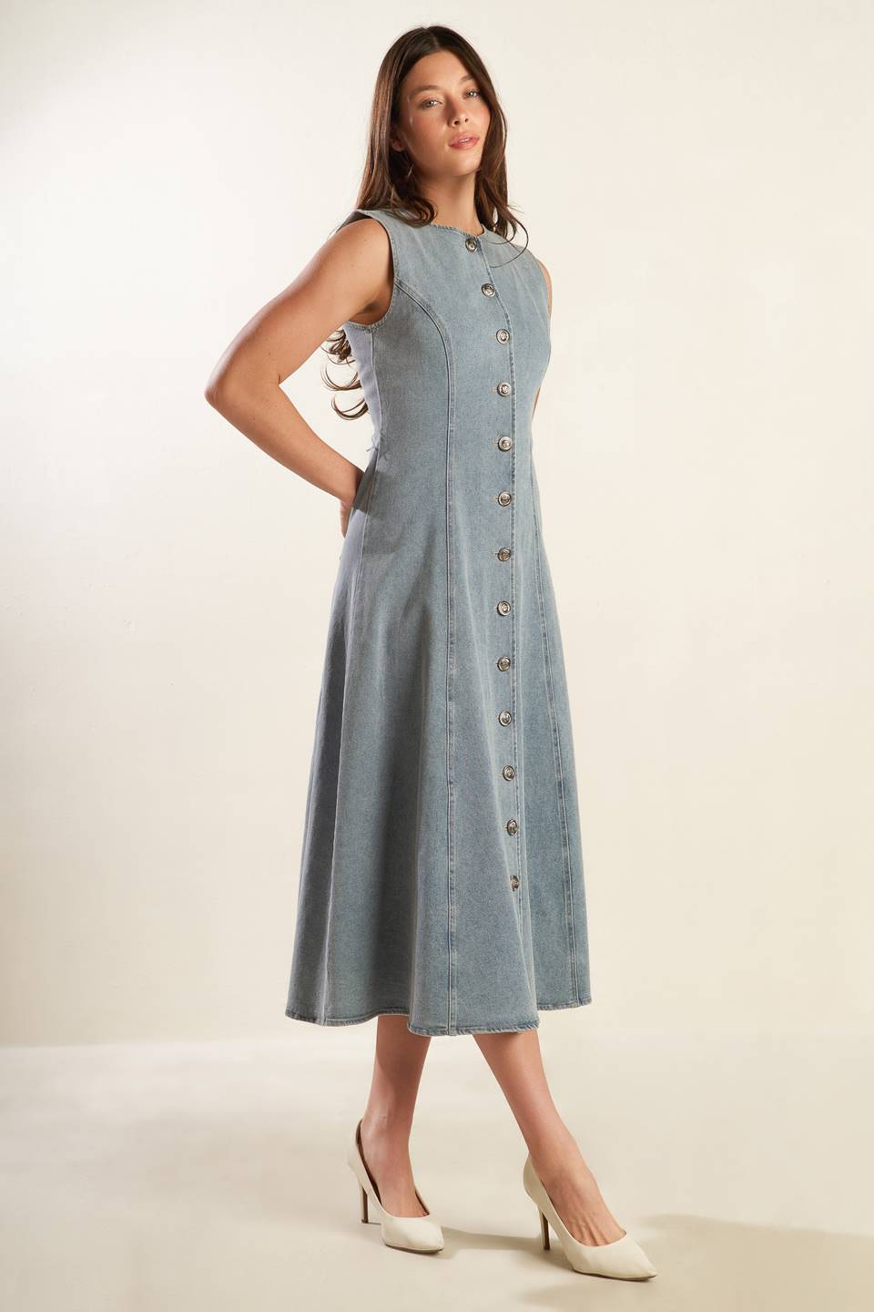 NAUTICAL & NICE DENIM MIDI DRESS - By Baano