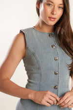 NAUTICAL & NICE DENIM MIDI DRESS - By Baano