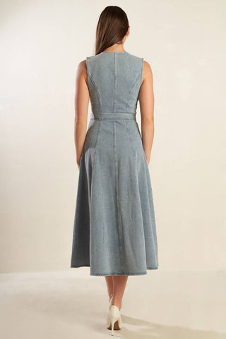 NAUTICAL & NICE DENIM MIDI DRESS - By Baano