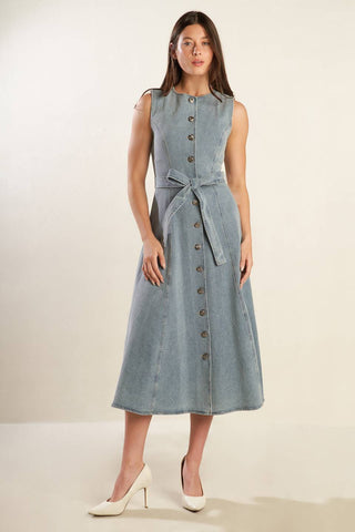 NAUTICAL & NICE DENIM MIDI DRESS - By Baano