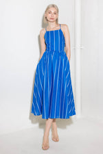LET THE GOOD IN BLUE WOVEN MIDI DRESS - By Baano