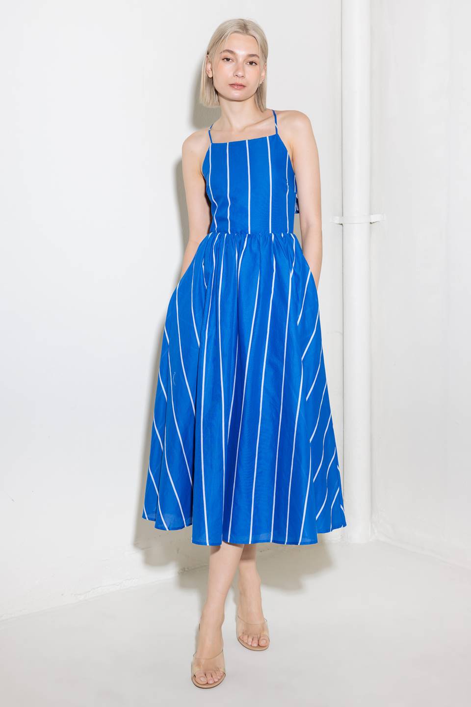 LET THE GOOD IN BLUE WOVEN MIDI DRESS - By Baano