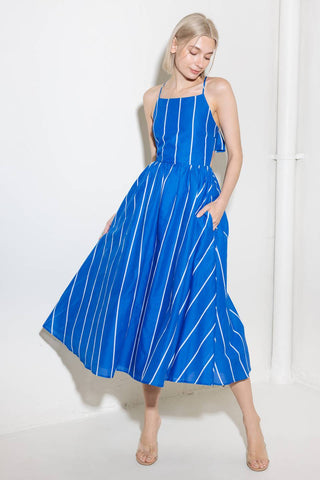 LET THE GOOD IN BLUE WOVEN MIDI DRESS - By Baano