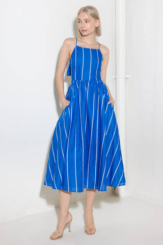 LET THE GOOD IN BLUE WOVEN MIDI DRESS - By Baano