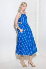 LET THE GOOD IN BLUE WOVEN MIDI DRESS - By Baano