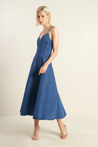 ROSEWOOD ROMANCE DENIM MIDI DRESS - By Baano