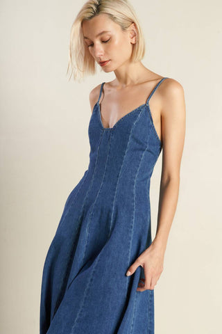 ROSEWOOD ROMANCE DENIM MIDI DRESS - By Baano