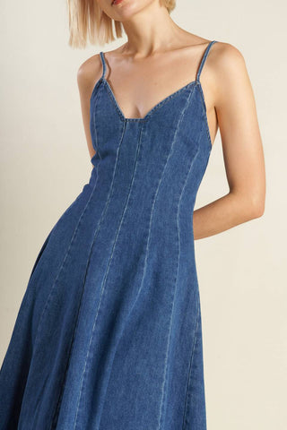 ROSEWOOD ROMANCE DENIM MIDI DRESS - By Baano
