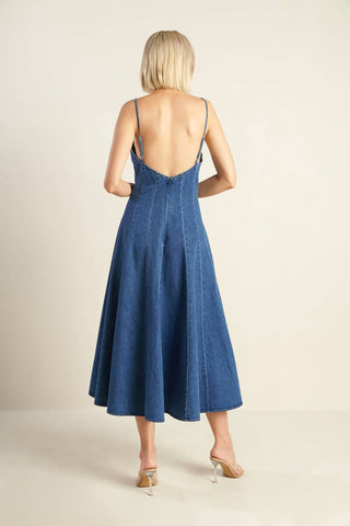 ROSEWOOD ROMANCE DENIM MIDI DRESS - By Baano