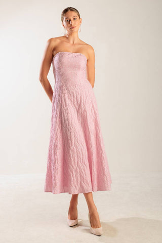 ROLL WITH IT PINK WOVEN MIDI DRESS - By Baano