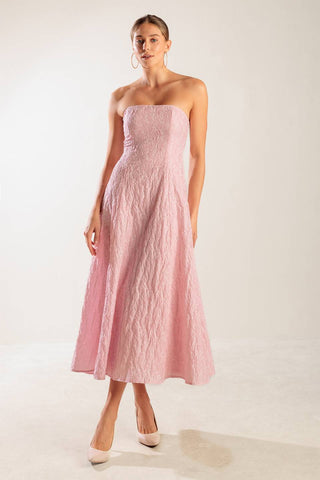 ROLL WITH IT PINK WOVEN MIDI DRESS - By Baano