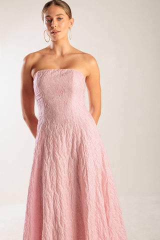 ROLL WITH IT PINK WOVEN MIDI DRESS - By Baano