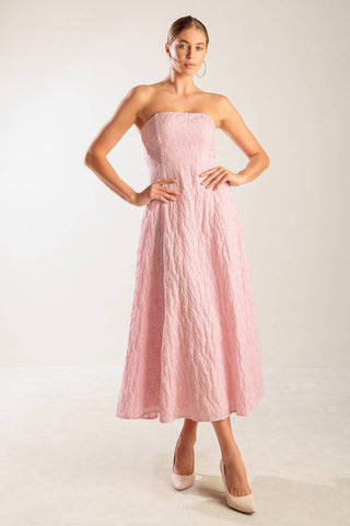 ROLL WITH IT PINK WOVEN MIDI DRESS - By Baano