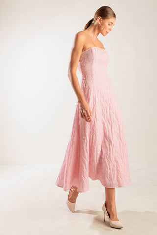 ROLL WITH IT PINK WOVEN MIDI DRESS - By Baano