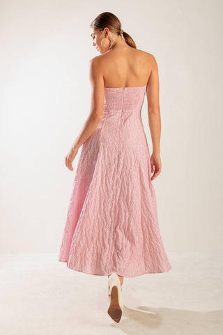 ROLL WITH IT PINK WOVEN MIDI DRESS - By Baano