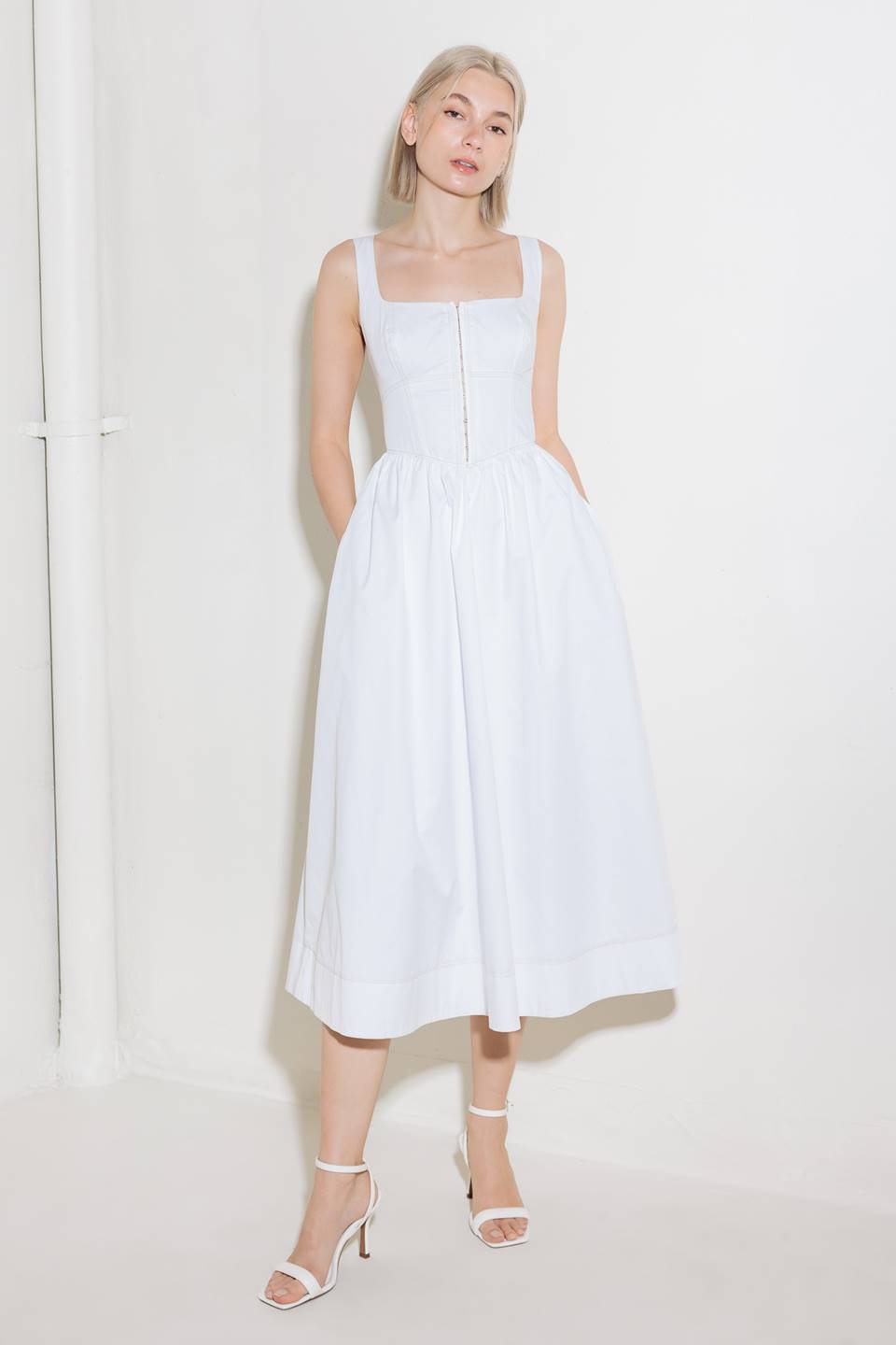 CATCH THE SUN IN WHITE  WOVEN MIDI DRESS - By Baano