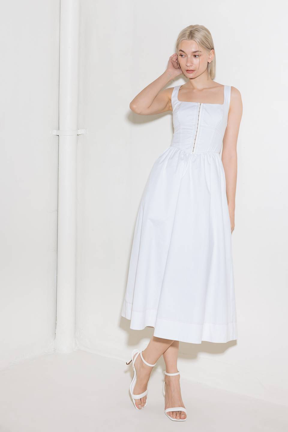 CATCH THE SUN IN WHITE  WOVEN MIDI DRESS - By Baano