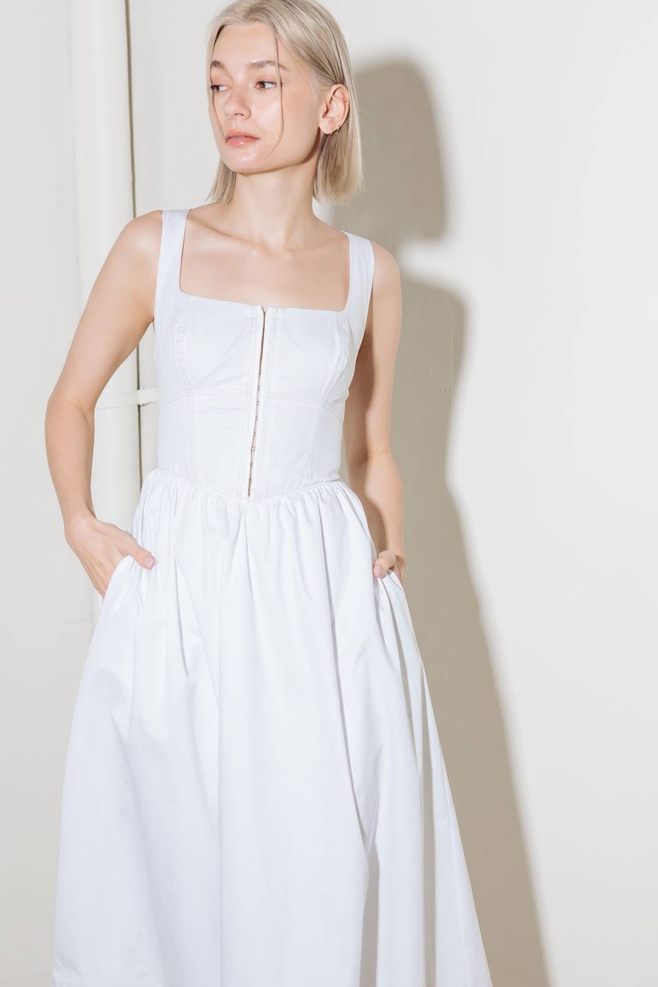 CATCH THE SUN IN WHITE  WOVEN MIDI DRESS - By Baano