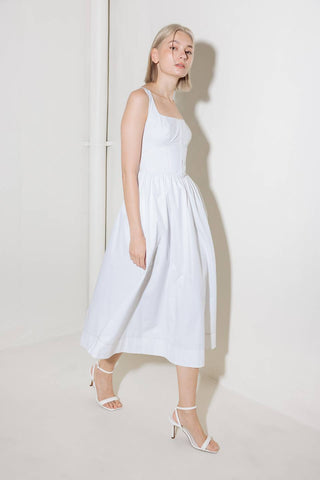 CATCH THE SUN IN WHITE  WOVEN MIDI DRESS - By Baano