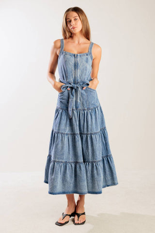 SUNSHINE STATE OF MIND INDIGO DENIM DRESS - By Baano