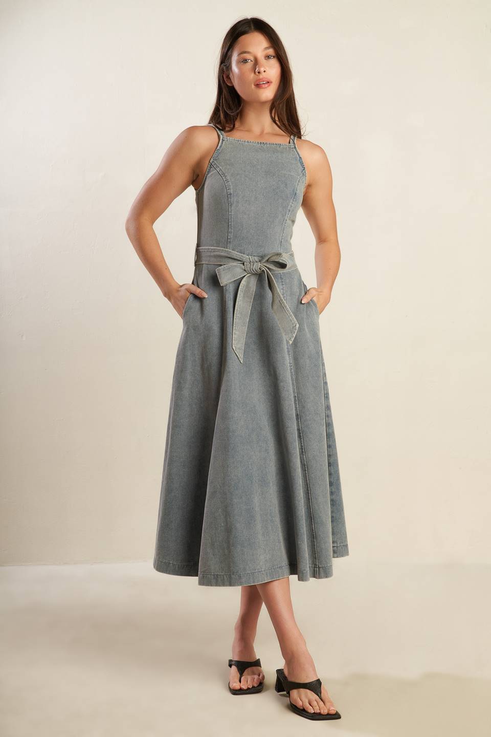 A DAY AT THE VINEYARD DENIM MIDI DRESS - By Baano