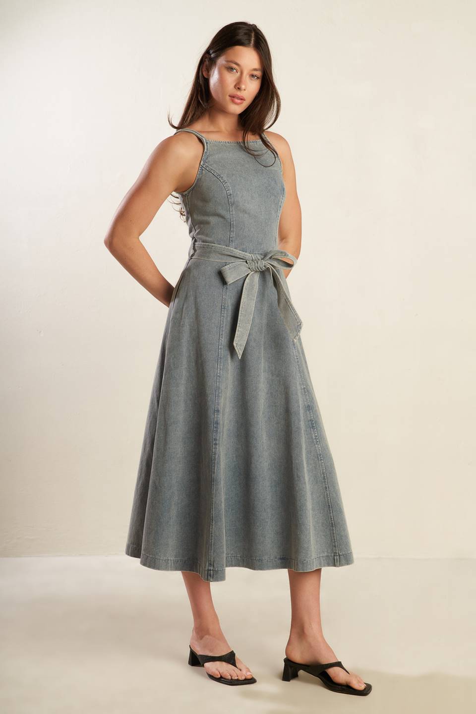 A DAY AT THE VINEYARD DENIM MIDI DRESS - By Baano