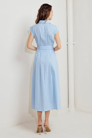 BLUE SERENITY WOVEN MIDI DRESS