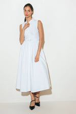 NUE EASE WHITE WOVEN MDI DRESS - By Baano
