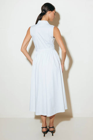 NUE EASE WHITE WOVEN MDI DRESS - By Baano