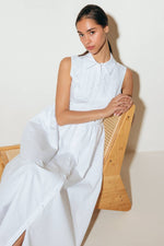 NUE EASE WHITE WOVEN MDI DRESS - By Baano