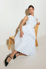NUE EASE WHITE WOVEN MDI DRESS - By Baano