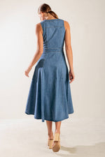 THE JOURNEY BEGINS BLUE DENIM MIDI DRESS - By Baano