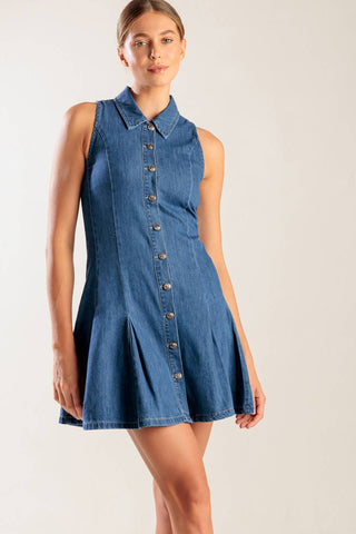 WHERE I WANT TO BE DENIM MINI DRESS - By Baano