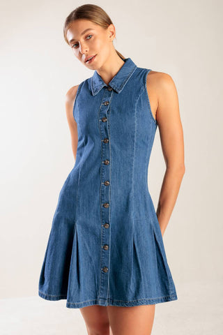 WHERE I WANT TO BE DENIM MINI DRESS - By Baano