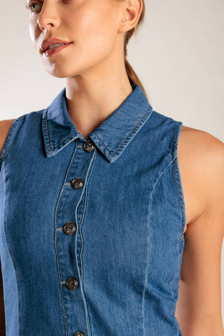 WHERE I WANT TO BE DENIM MINI DRESS - By Baano
