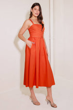 NO TIMELINE TOMATO WOVEN MIDI DRESS - By Baano