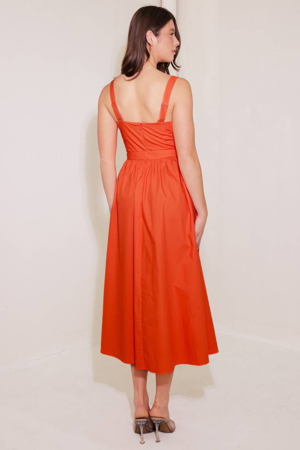 NO TIMELINE TOMATO WOVEN MIDI DRESS - By Baano