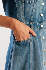 IN THE SAND SKY DENIM MIDI DRESS Flying Tomato