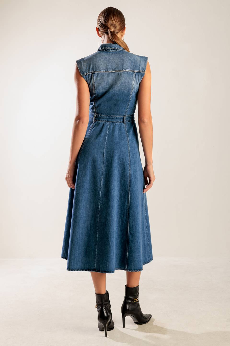 IN THE SAND SKY DENIM MIDI DRESS Flying Tomato