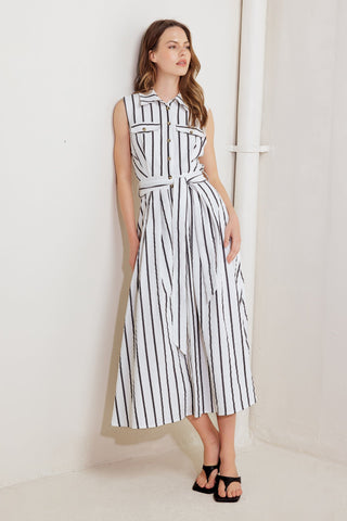 HUGS & VANILLA CLOUDS WOVEN MIDI DRESS - By Baano